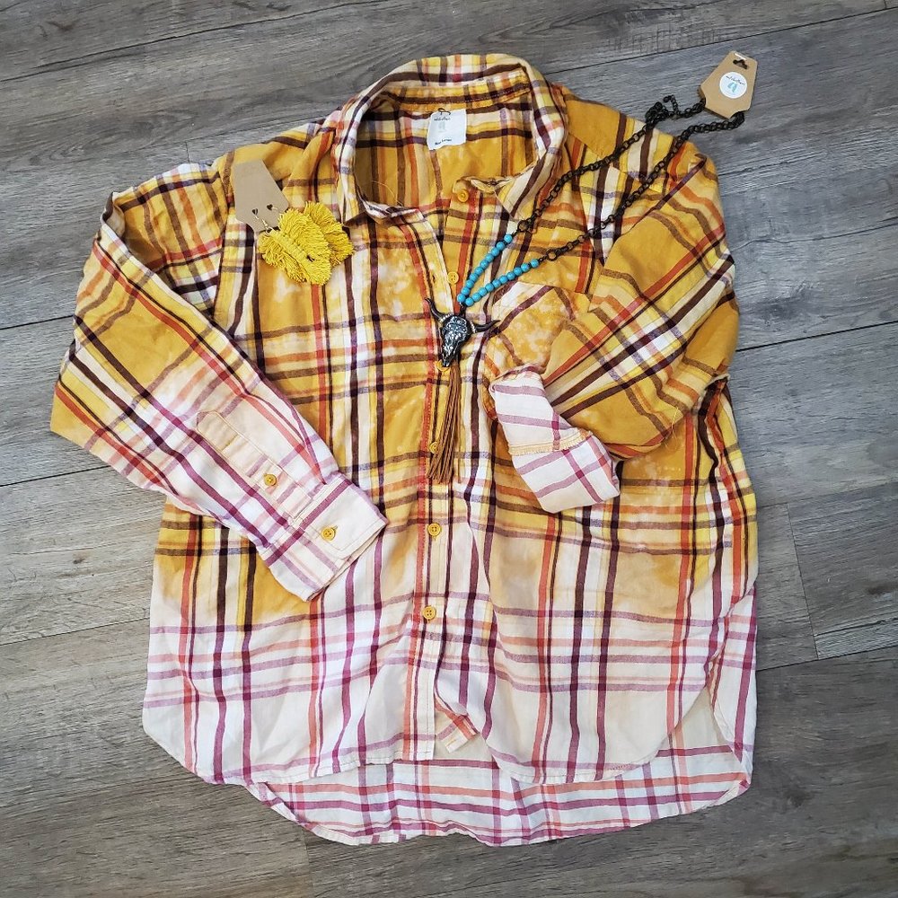 Mustard Distressed Flannel
